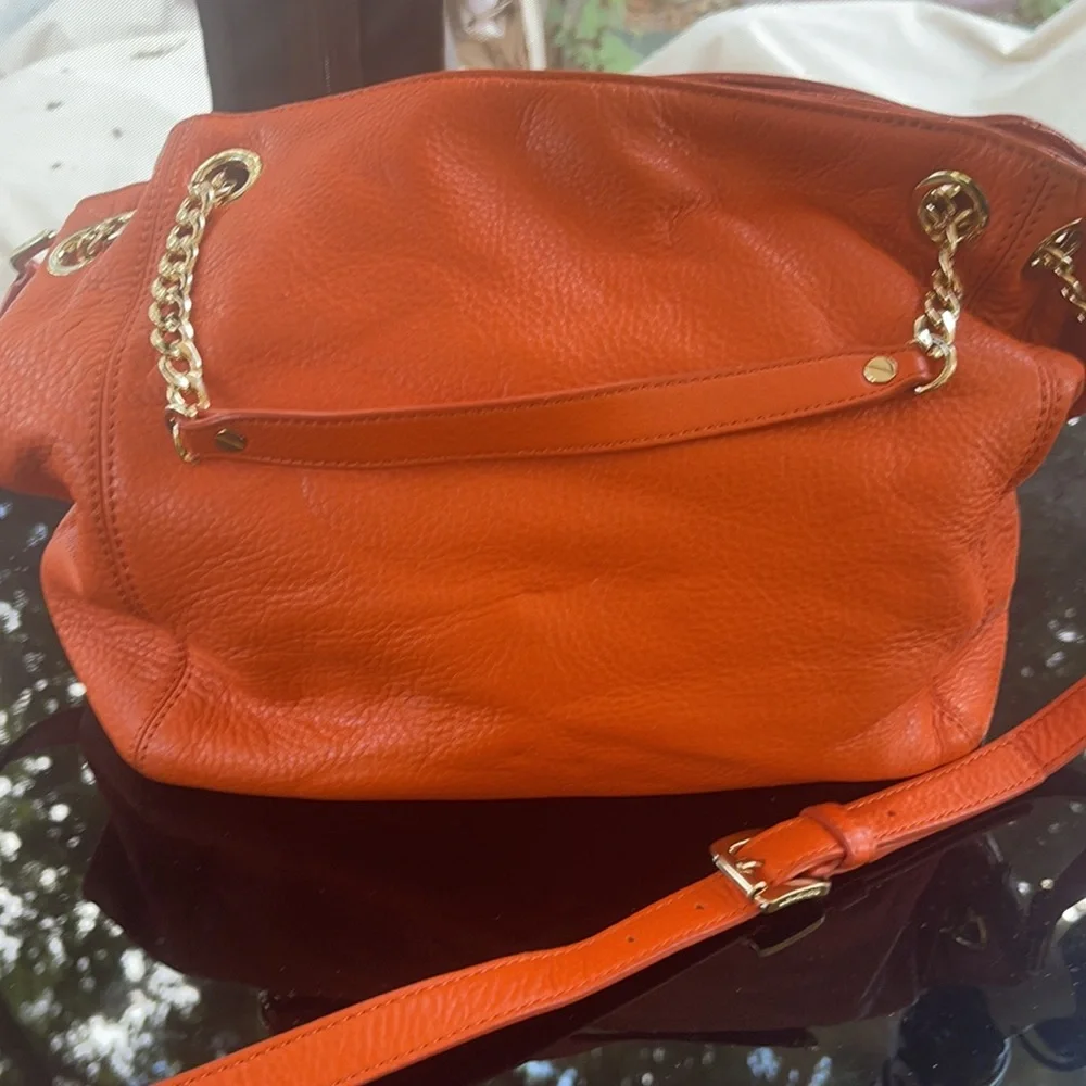 Michael kors orange leather tote